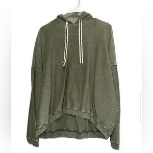 Aerie Women's Olive Green Ribbed Hoodie
